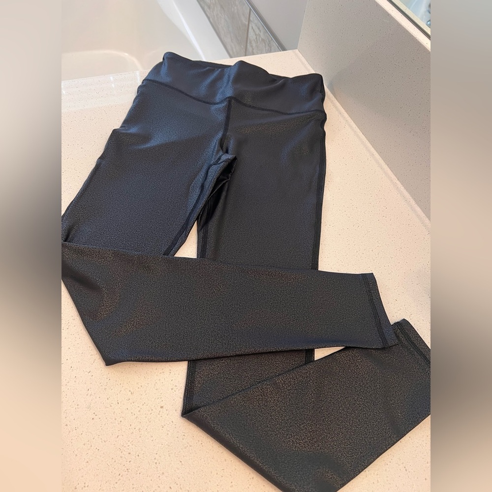 -Black faux leather leggings
